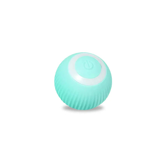 Turquoise ball with white base on a white background